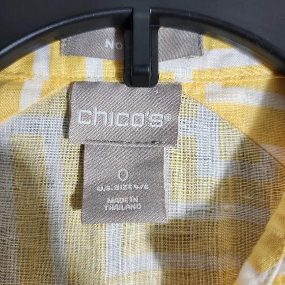 Chico's women's button-down top blouse size 4/6 yellow 100% linen - Picture 3 of 8